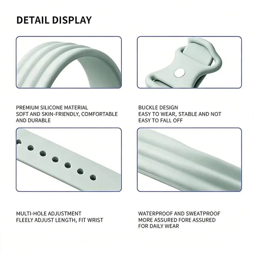 Silicone Loop Sports Watch Strap - Durable Rubber Bracelet Band Wristband Accessory