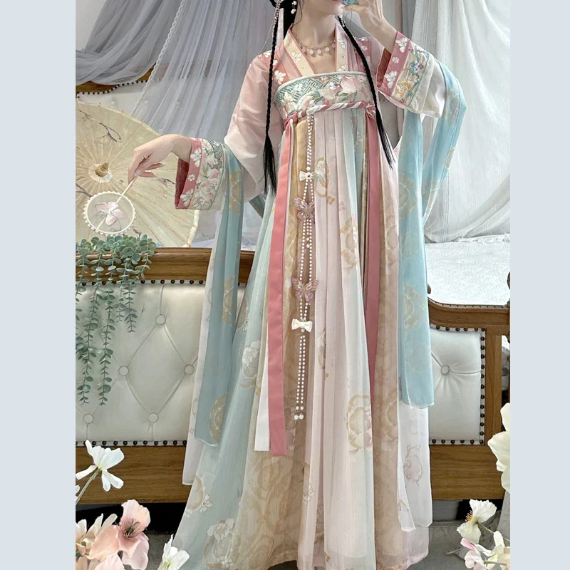 

Women Chinese Traditional Hanfu Costume Lady Tang Suit Princess Dress Embroidery Ancient Folk Dance Carnival Cosplay Costume