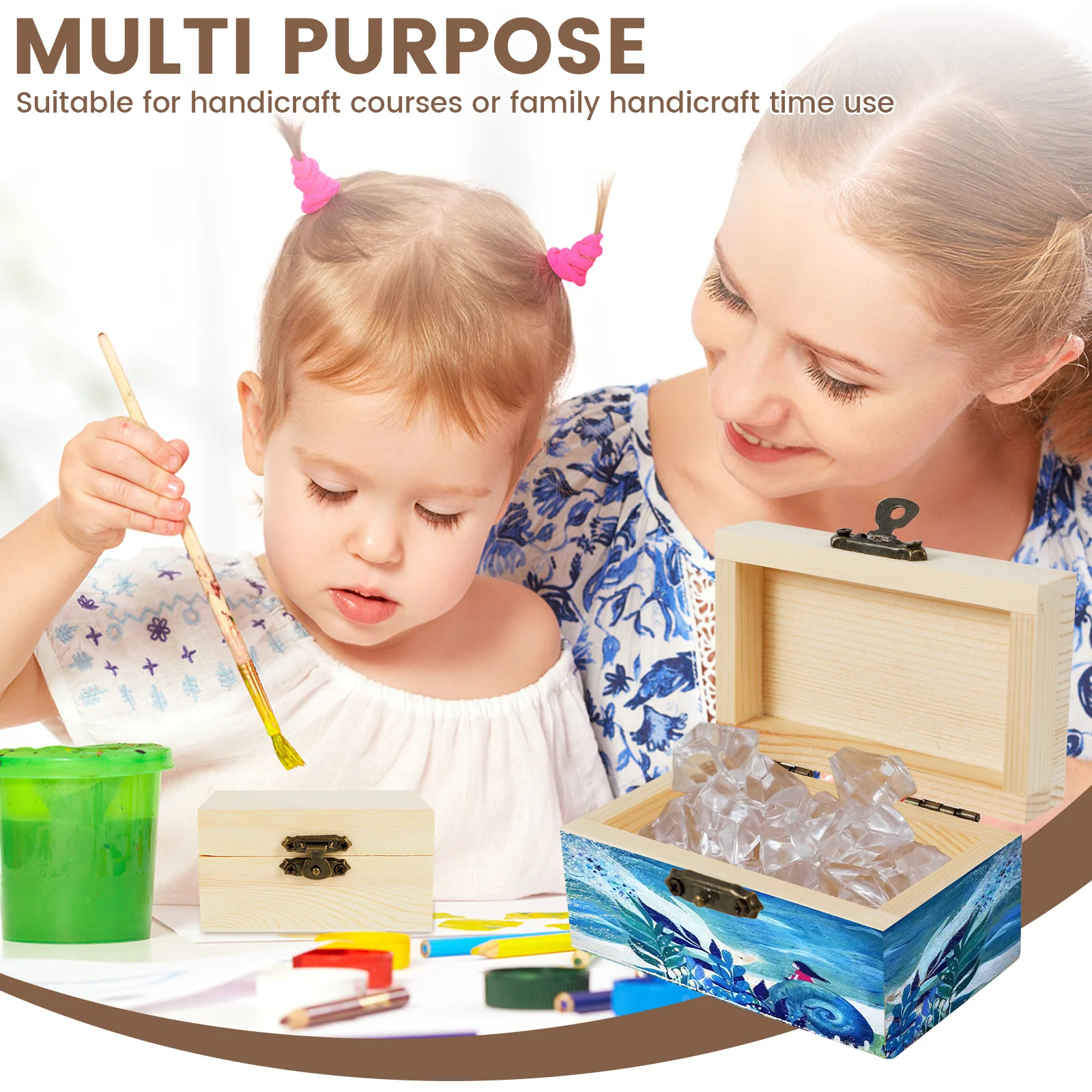 10PCS Mini Jewelry Storage Box Wooden Box with Lid Clasp Locking Unfinished Blank Craft Box Treasure Chest for DIY Painting