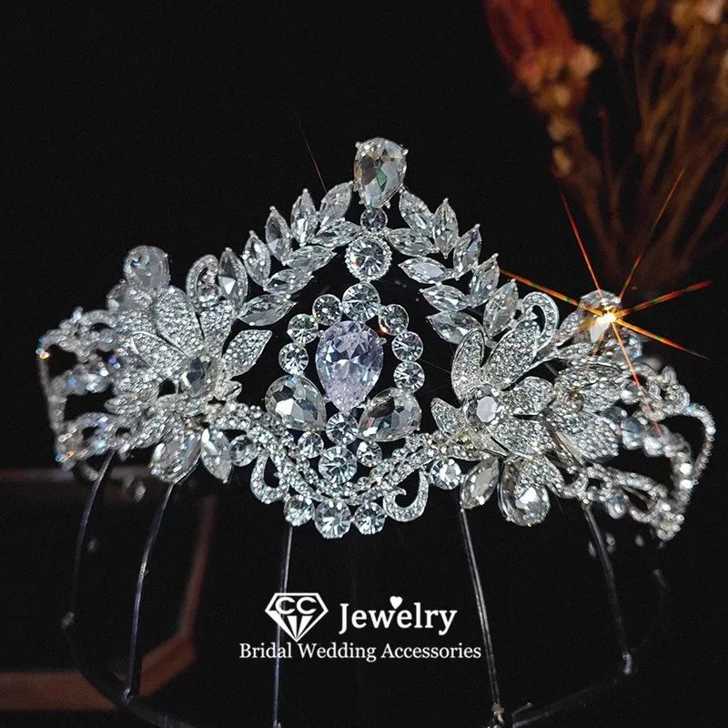 

CC барокко Корона Женские аксессуары свадебный головной убор обручальные украшения для волос в форме цветка корона тиара AN441