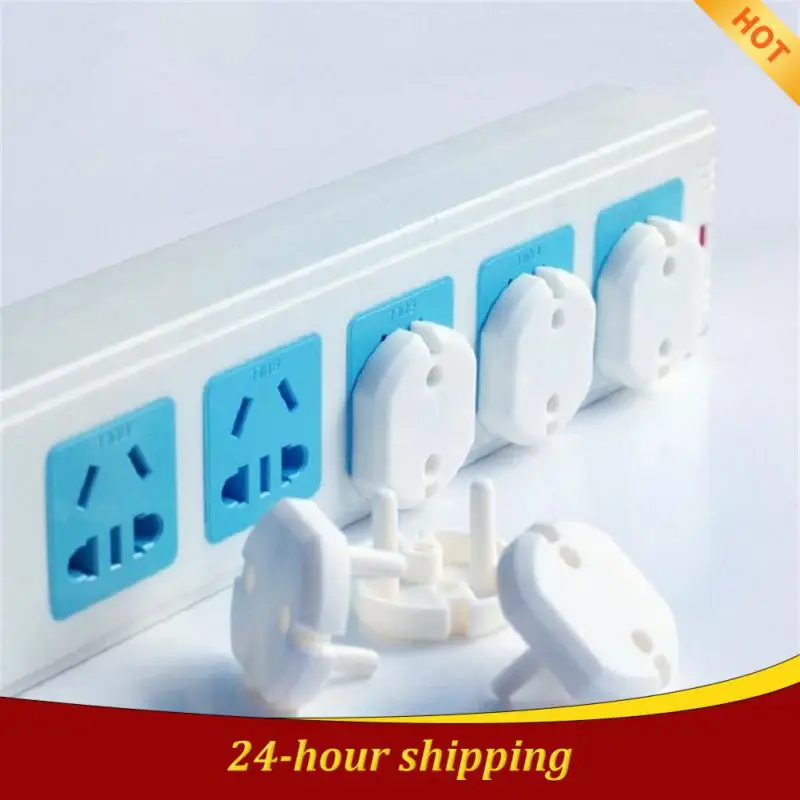 1-10PCS Kids Sockets Cover Plugs 2-hole Anti Electric Shock Plugs Protector White European Standard Abs Baby Row Plug Cover socket covers