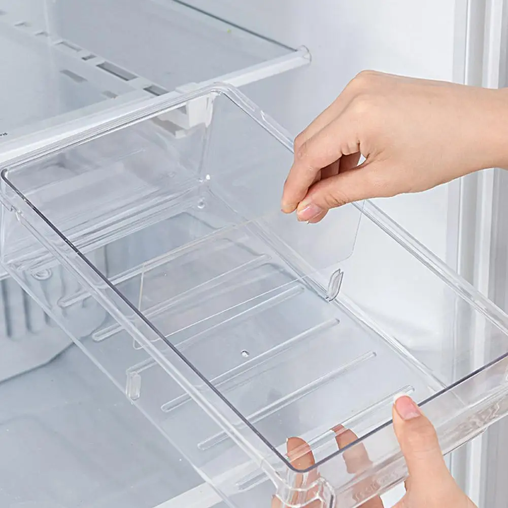 Cabinet Hanging Food Storage Box Plastic Clear Fridge Organizer Slide Under  Shelf Drawer Box Rack Holder Refrigerator Drawer - AliExpress