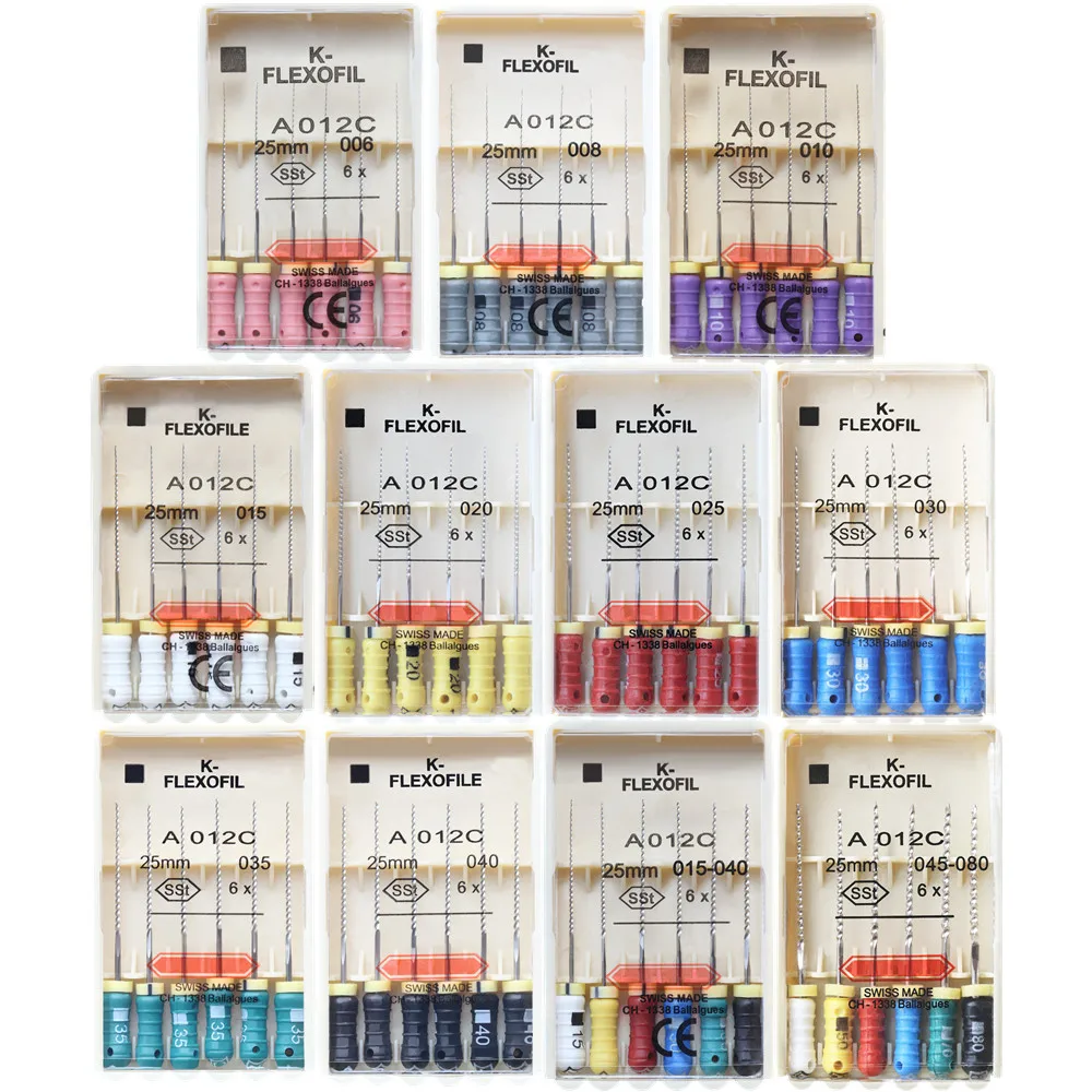 6Pcs/Pack 21/25/31mm Dental K-FLEXOFILE Flexibility Endo Root Canal K Files SSt Hand Use Dentist Endodontic Instruments Products