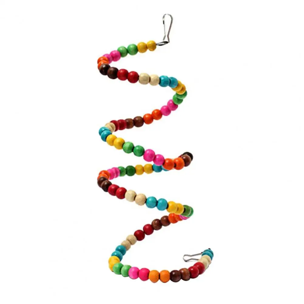 Parrot Bites Toy Wood Beads Bird Swing Fuuny Wear-resistant Spiral Ladder for Home 4