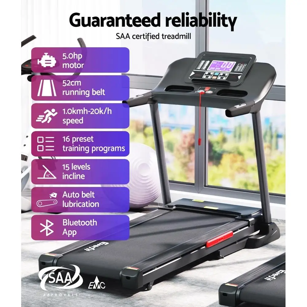 Electric Motor Treadmill with Auto Incline for Home Gym Fitness Exercise Machine 520mm
