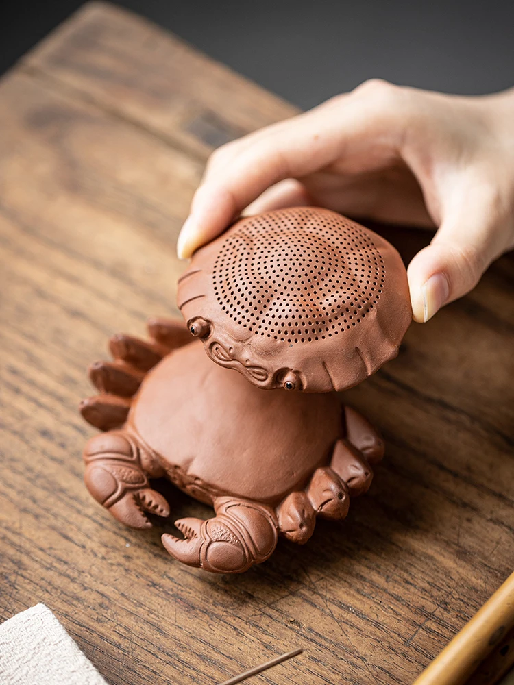 Tea Pet Ornaments Creative Crab Integrated Filter Tea Drain Purple Sand Ceremony Accessories Tea Pet Ornaments