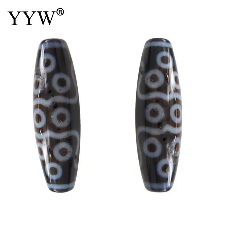 Natural Tibetan agate onyx  Dzi Beadsnew Oval thirteen-eyed buddhist buddhism budha jewelry jewelleryjewelers two tone 38x12mm