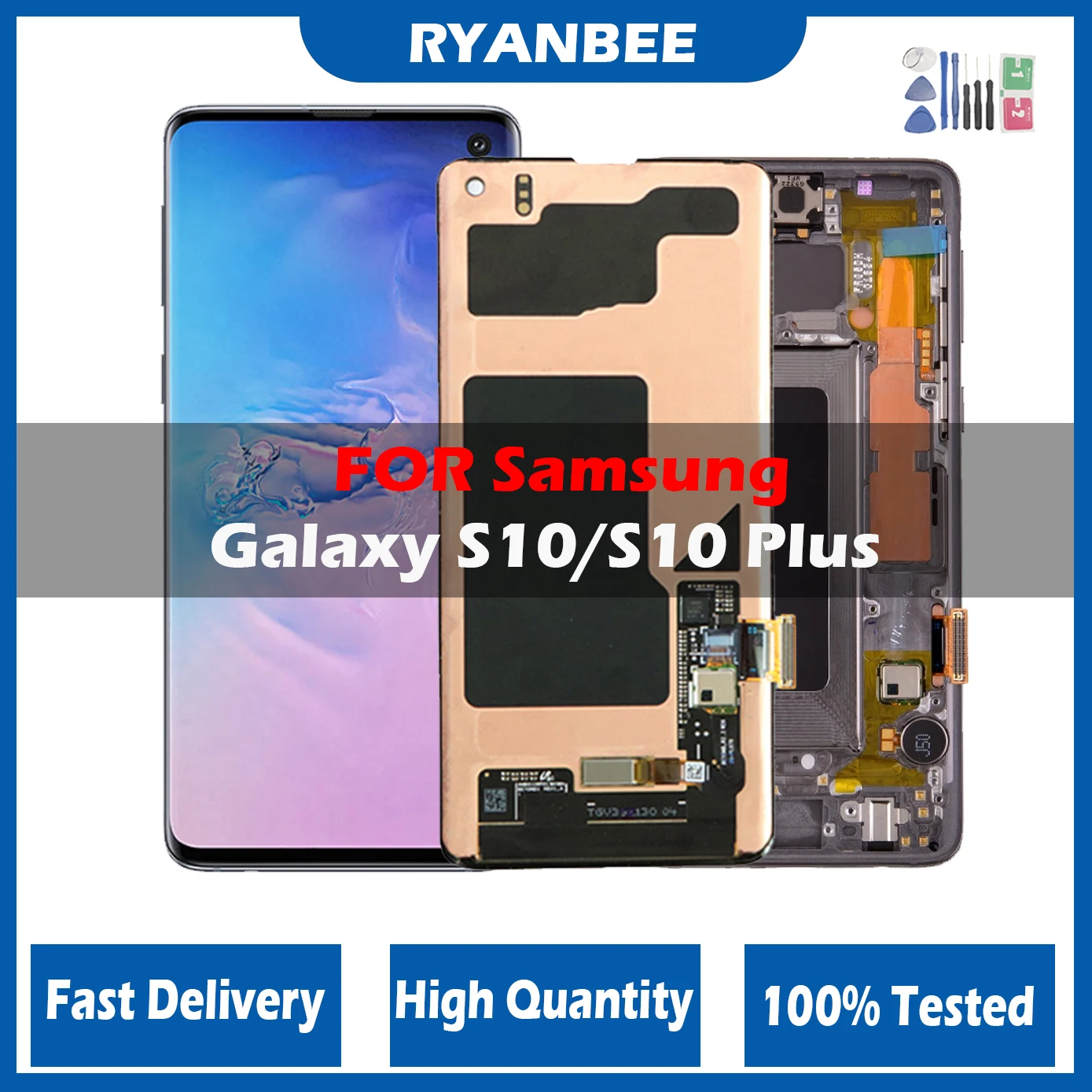 Display Lcd Super Amoled Per Samsung Galaxy Lcd S10 Plus S10 + Touch Screen Digitizer Assembly Parti Di Riparazione Con Telaio