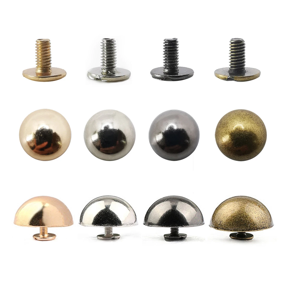 Dome Rivets Screws Spike Studs Punk Spots Garment Leather Craft Belt Wallet Decoration Parts 8/10/12/12mm 10pcs metal rivets,belt strap rivets,copper rivets,metal studs,leather rivets,pearl rivets