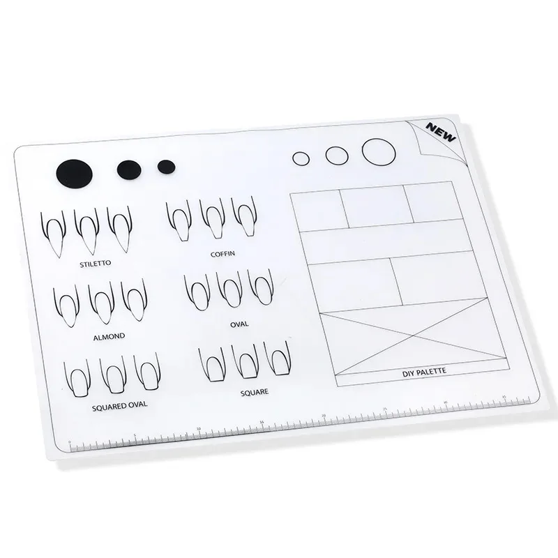 Silicone Nail Practice Training Sheet for Table Manicure Tool Waterproof Table Mat Uv Gel Polish Hand Pillows Pad Nail Templates 5