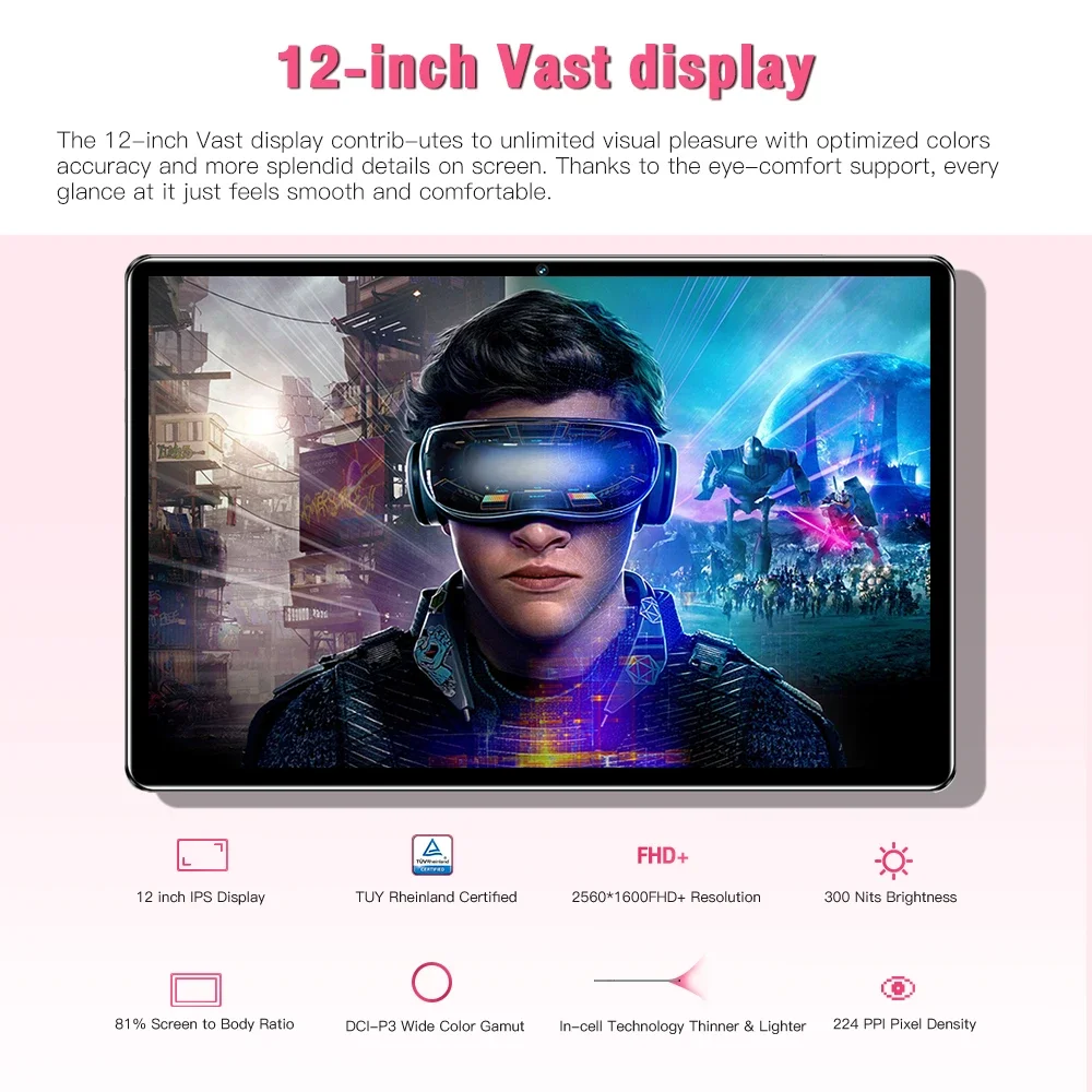 2024 오리지널 태블릿 미 패드 탭 울트라 스냅드래곤 8 세대, 12 인치 8800mAh 배터리, 16GB + 1TB 태블릿 PC, 안드로이드 13 잠금 해제
