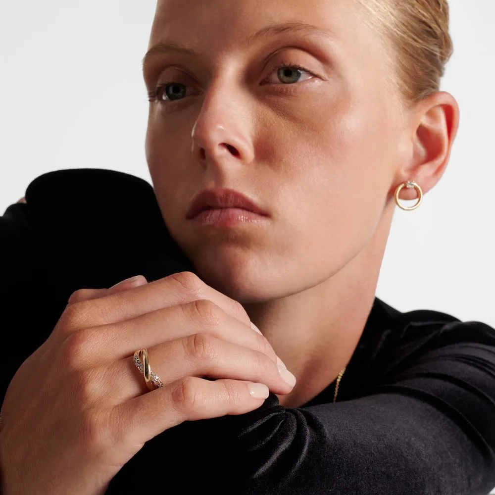 New 18K Gold Plated Crossing Smooth Metal Waterproof Rings Inlaid Cubic Zirconia Minimalist Wedding Ring Charm Jewelry Anillos