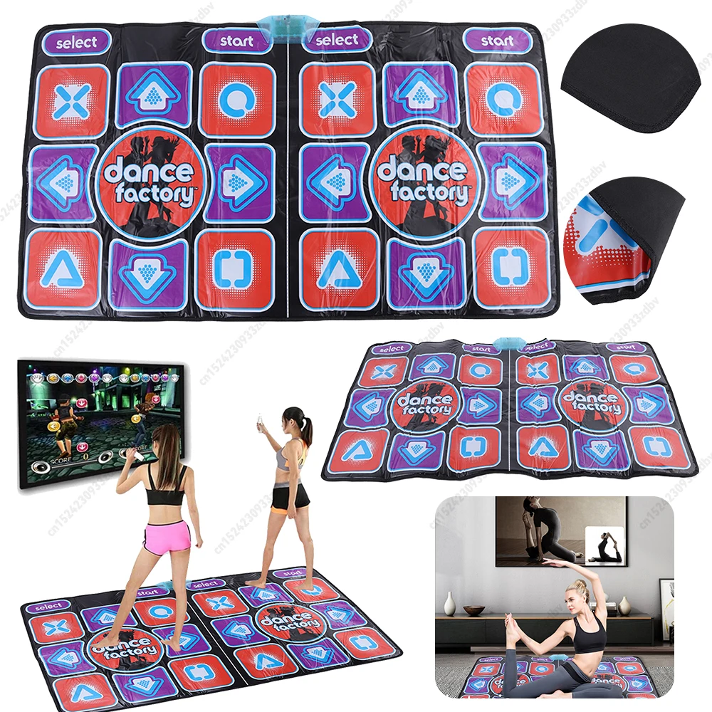 US Double Users Musical Dance Mat Motion Sensing Dance Floor Mat 100 Music 60Sensory Games Music Fitness Carpet for Family Sport