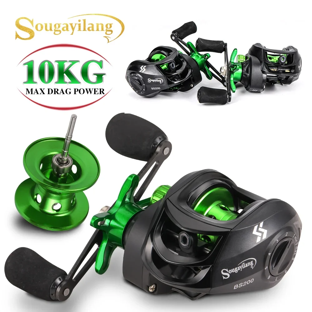 fishing reel Sougayilang Baitcasting Reels 7.2:1gear Ratio Reels Metal Spool Max Drag 10kg Trolling Reel for Freshwater Crap Fishing Pesca