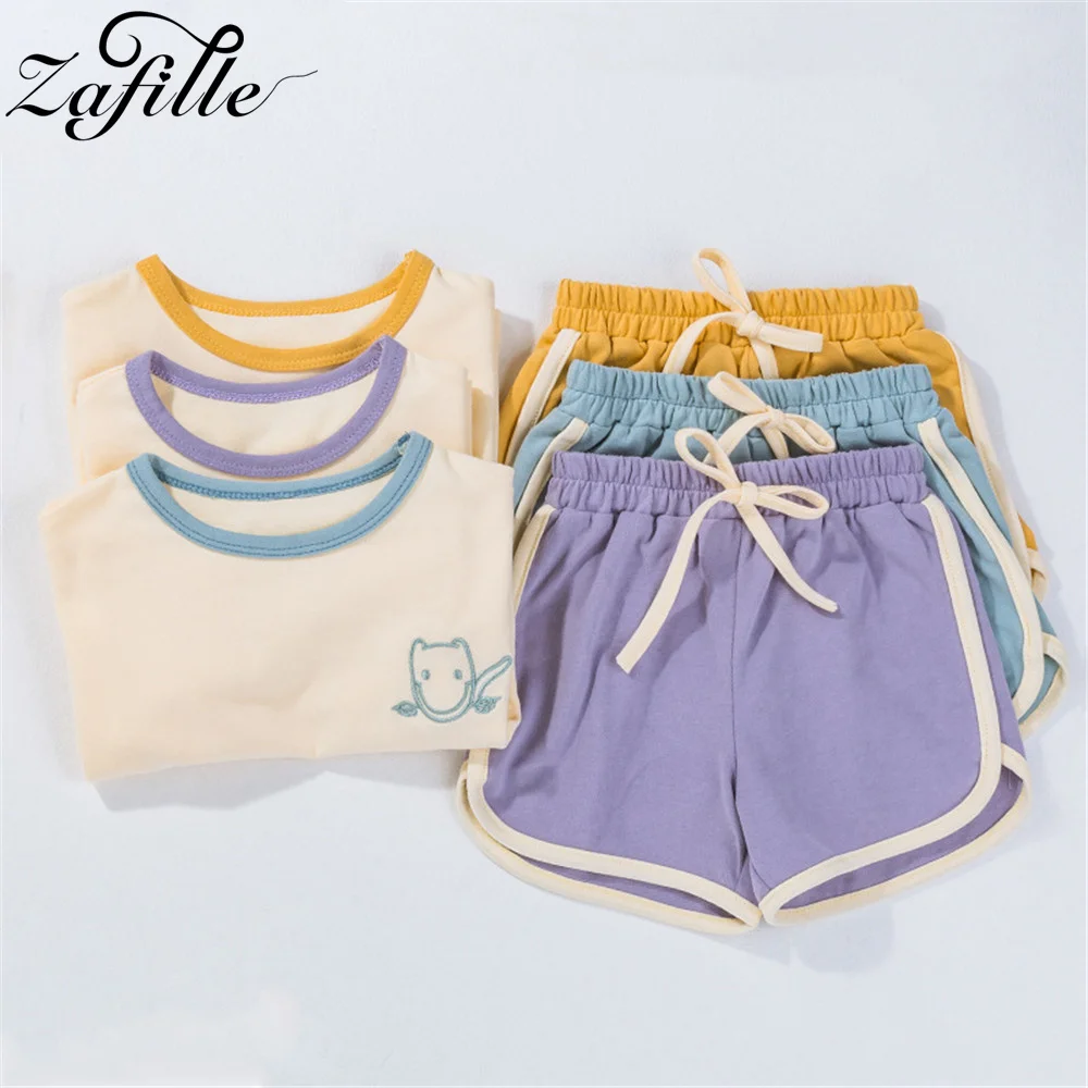 

ZAFILLE 0-4Y Children Clothing Leisure Baby Sports Suits Summer Kids Boys Girls Tracksuits 2pcs Fashion Toddler Baby Clothes Set