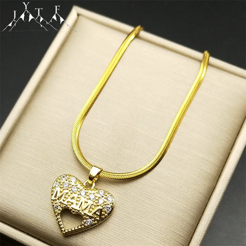 

Роскошное ожерелье с подвеской в виде любовного сердца с цирконом для женщин медное золотое ожерелье с полыми подвесками для мам ювелирные изделия в подарок