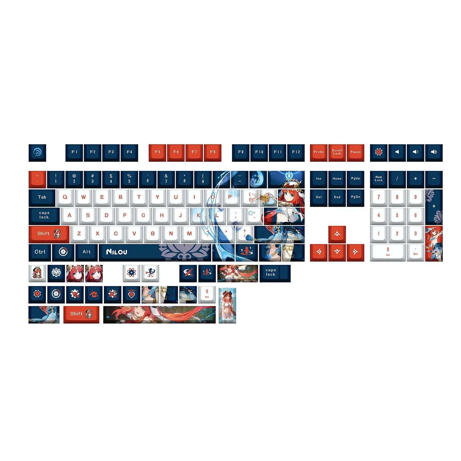 Genshin Impacto Nilou Interruptor Keycap Pbt Dye Sublimação Cereja mx Eixo Cruz Presente Jogo Mecânico Chave 132 - Imagem 3