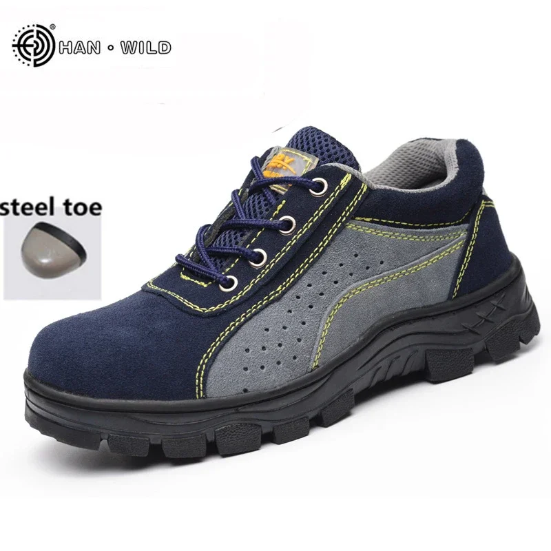 Spring Work Boots Men Steel Toe Suede Leather Breathable Casual Shoes Labor Insurance Safety Shoes