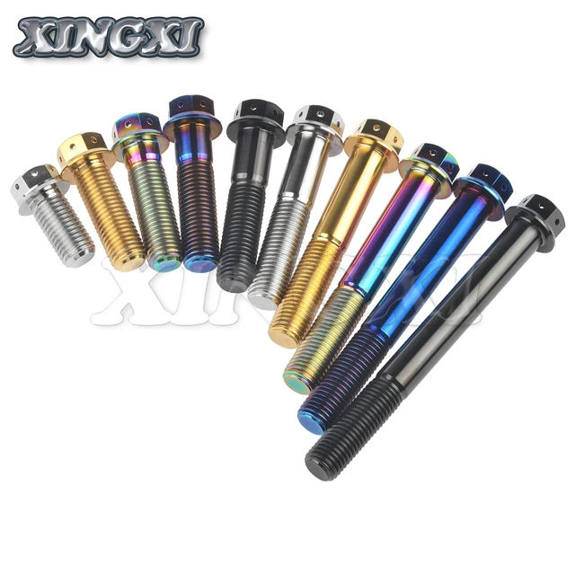 Bulloni In Titanio Per Bici - Testa Esagonale Flangiata - M8 X 35mm - Confezione Da 6 - Rainbow - Foto 7