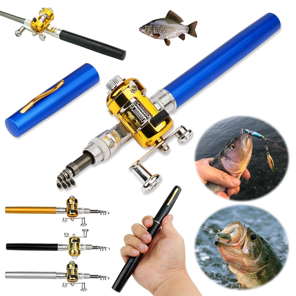 휴대용 낚싯대 릴 콤보 세트, 미니 펜, 텔레스코픽 포켓 펜, 여행 낚싯대, 낚시..