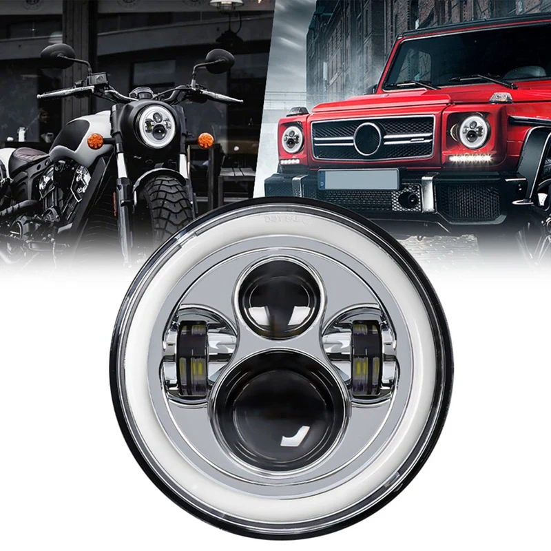 

7 Inch LED Headlight, High Low Beam Projector Yellow+White For Road King Street Glide Ultra Classic Glide V-Star 1100