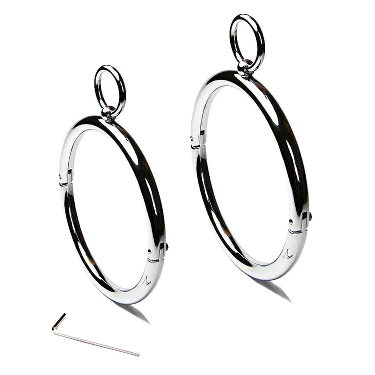 Metal Male Female Lockable Slave Neck collar Hex wrench Restraint Bondage Locking Choker O-Rings Chain Leader BDSM Couple BDSM sex toys