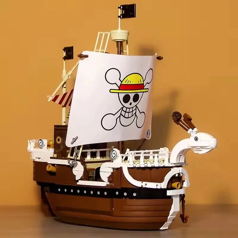 In Stock One Piece 1047Pcs +7pcs Figure Merry Luffy Boat Building Blocks Bricks Set Toys for Children Birthdays Christmas Gifts