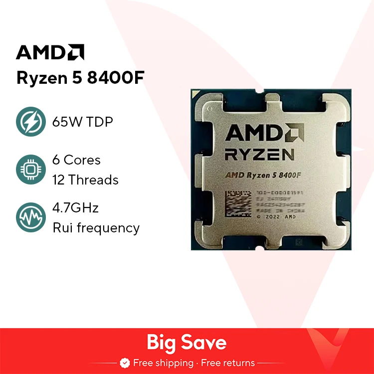 AMD Ryzen 5 8400F CPU ジャンク品 AMD Ryzen 5 8400F New R5 8400F 6 Cores 12 Threads 4.2GHz Desktop