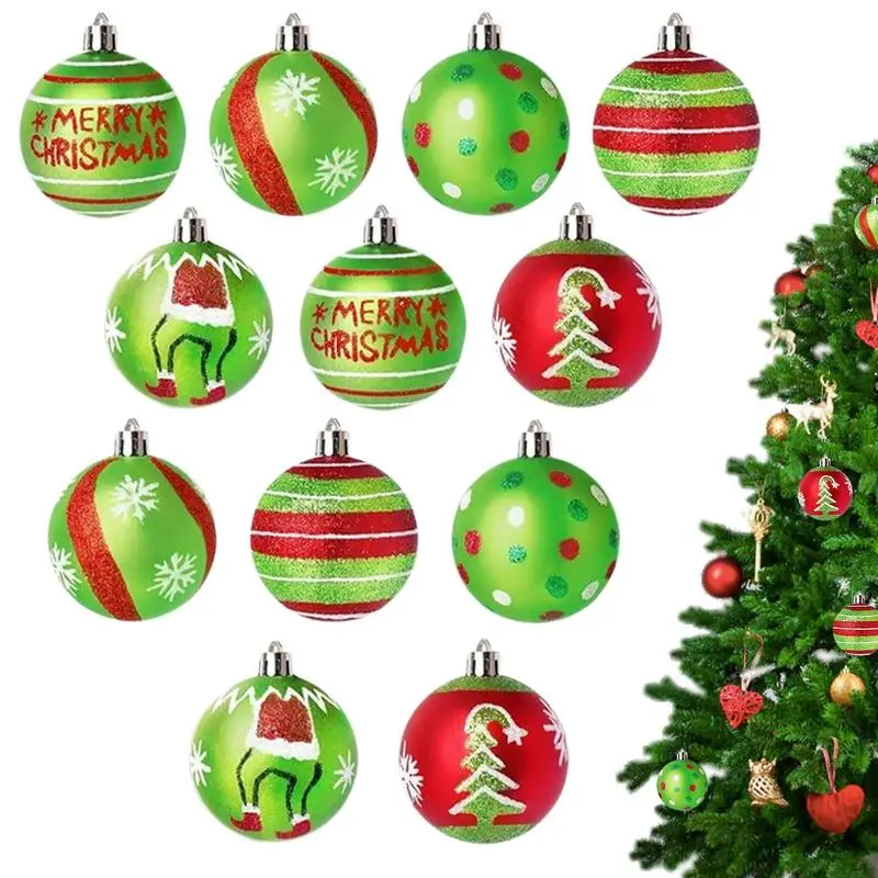 Christmas Tree Balls Ornaments Holiday Decor Glitter Ball Ornaments For Christmas Tree Wall Hanging Decoration 12Pcs/set