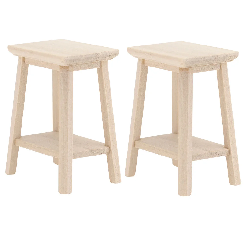 

2pcs Mini Furniture Model Mini Blank Stool Mini House Furniture Miniature Stool