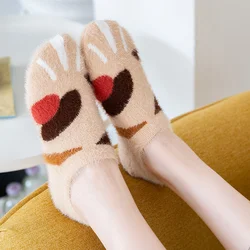 New Product Autumn And Winter Cartoon Socks Female Shallow Mouth Invisible Non-slip Velvet Thickened Heel Warm Low Cut Socks