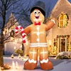12 Foot Giant Christmas Inflatable Gingerbread Man Outdoor Christmas Decoration with Candy Cane LED Lights Yard Home Party Decor 1