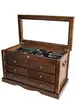 Knife Collector Solid Wood Display Case Cabinet Tool Storage Cabinet with Glass Top Cover Lockable Walnut Finish Lockable 1
