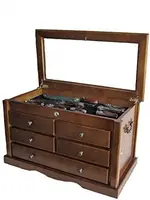 Knife Collector Solid Wood Display Case Cabinet Tool Storage Cabinet with Glass Top Cover Lockable Walnut Finish Lockable 1