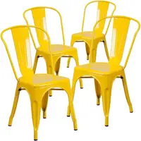 Luke Commercial Grade 4 Pack Yellow Metal Indoor-Outdoor Stackable Chair 2