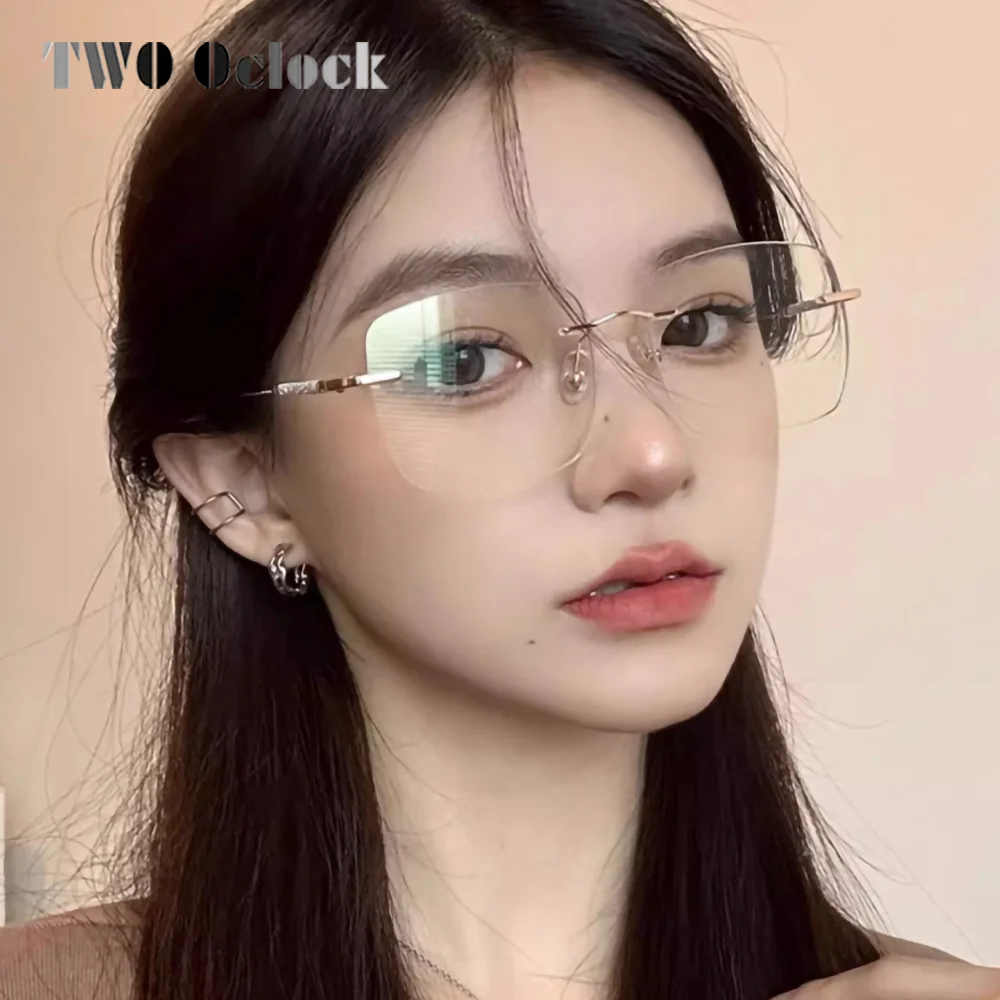 Women's Glasses Myopia Photochromic Sunglasses Rimless Prescription Glasses Graduated Optical Lenses Transparent Glasses Minus 3
