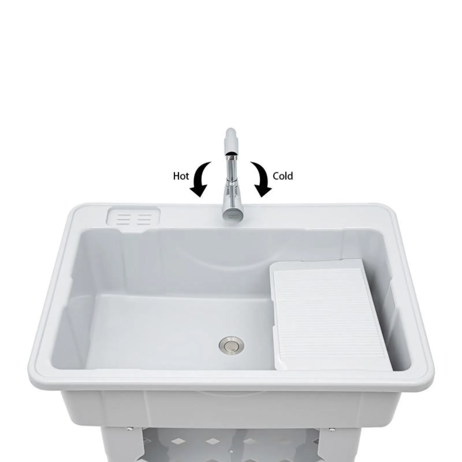 Utility Sink with Storage Shelf Slop Sink Single Bowl with Tap Washing Station Laundry 200kg Gray
