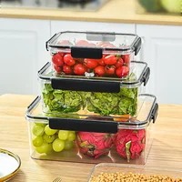 Boîte de rangement pour réfrigérateur 3 tailles, boîtes de conservation rectangulaires transparentes scellées pour aliments, légumes et fruits, boîte à déjeuner, organisateur de cuisine 2
