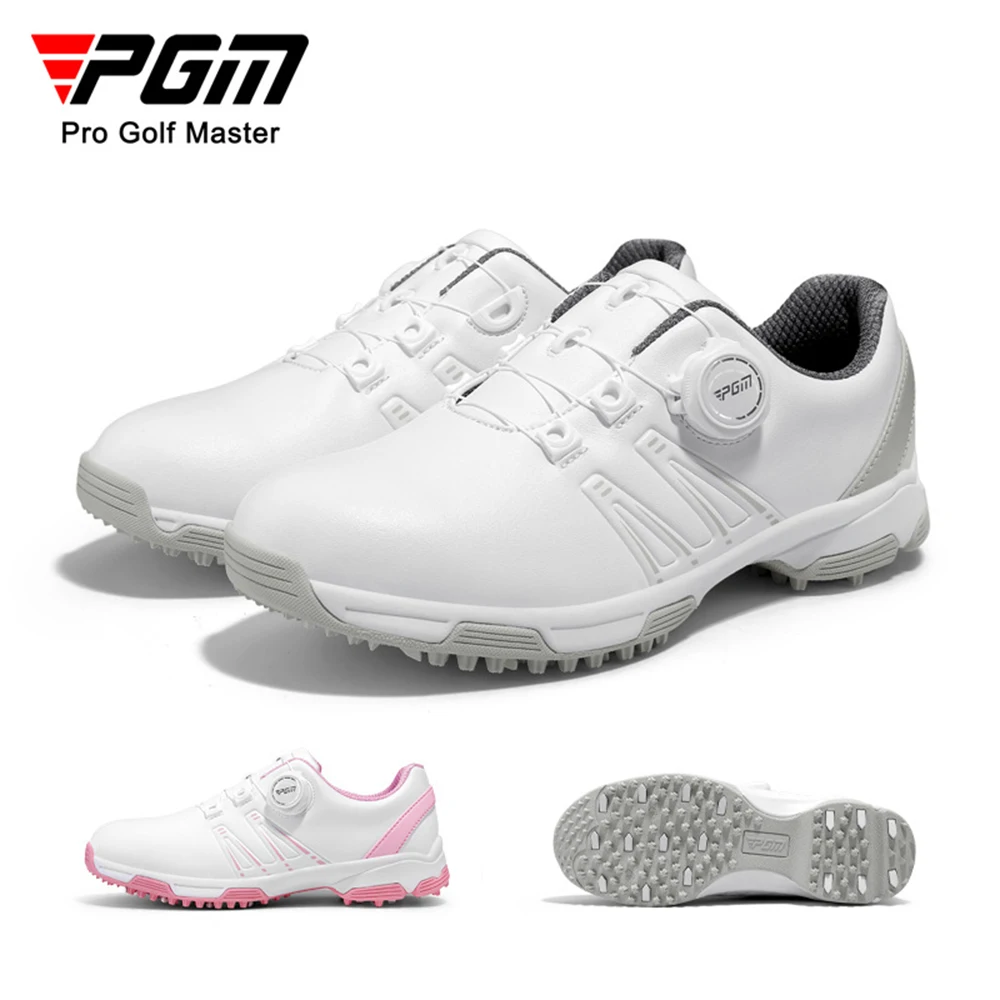 pgm-women-golf-shoes-waterproof-anti-skid-women's-light-weight-soft-breathable-sneakers-ladies-knob-strap-sports-shoes-xz283