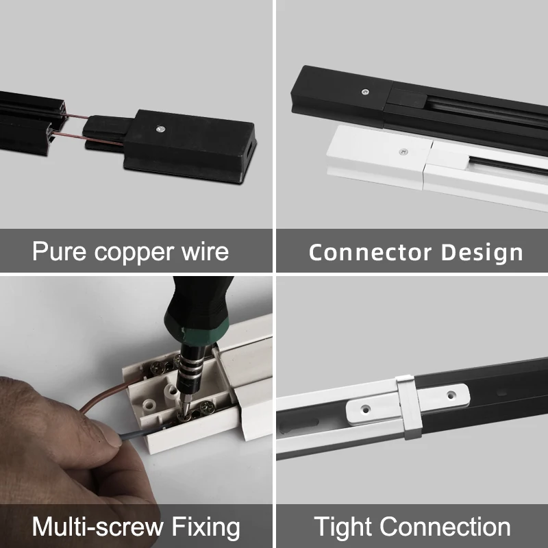 Led Track Light Rails 1m 0.5 m Full Set for 2 Wire Track Light Spotlight Rail Strip I-type T-type L-type Connector Ceiling Box 5