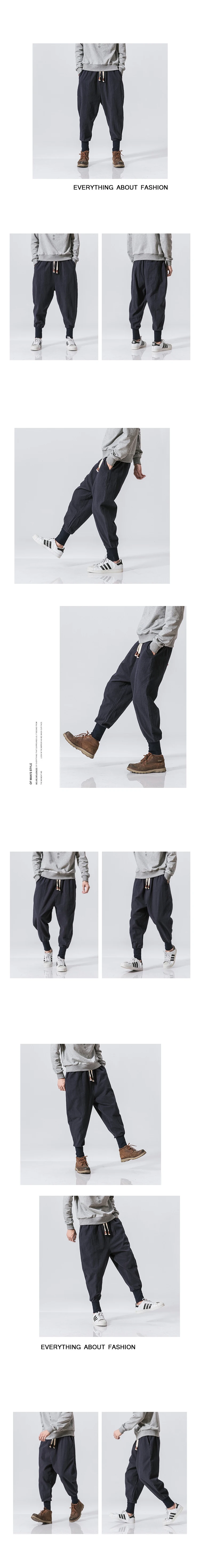 Description Picture 5 of itemNew Oversized Men Harem Pants Loose Chinese Style Cotton and Linen Sweatpants Joggers High Quality Casual Trousers Men Pants