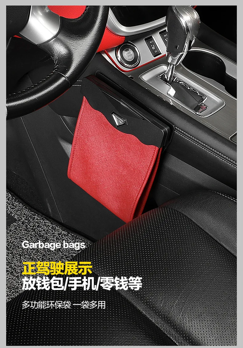 Auto Mülleimer Front-Reihen Hängen Müll Bin Pu Leder Faltbare Lagerung Co-Pilot Müll Tasche Auto Organisieren innen Zubehör – Detail 7