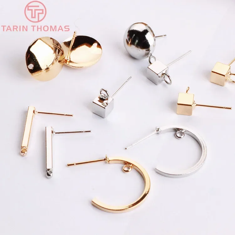 

(4058)6PCS Champagne Gold Color and Imitation Rhodium Stud Earrings For Jewelry Making DIY Jewelry Findings