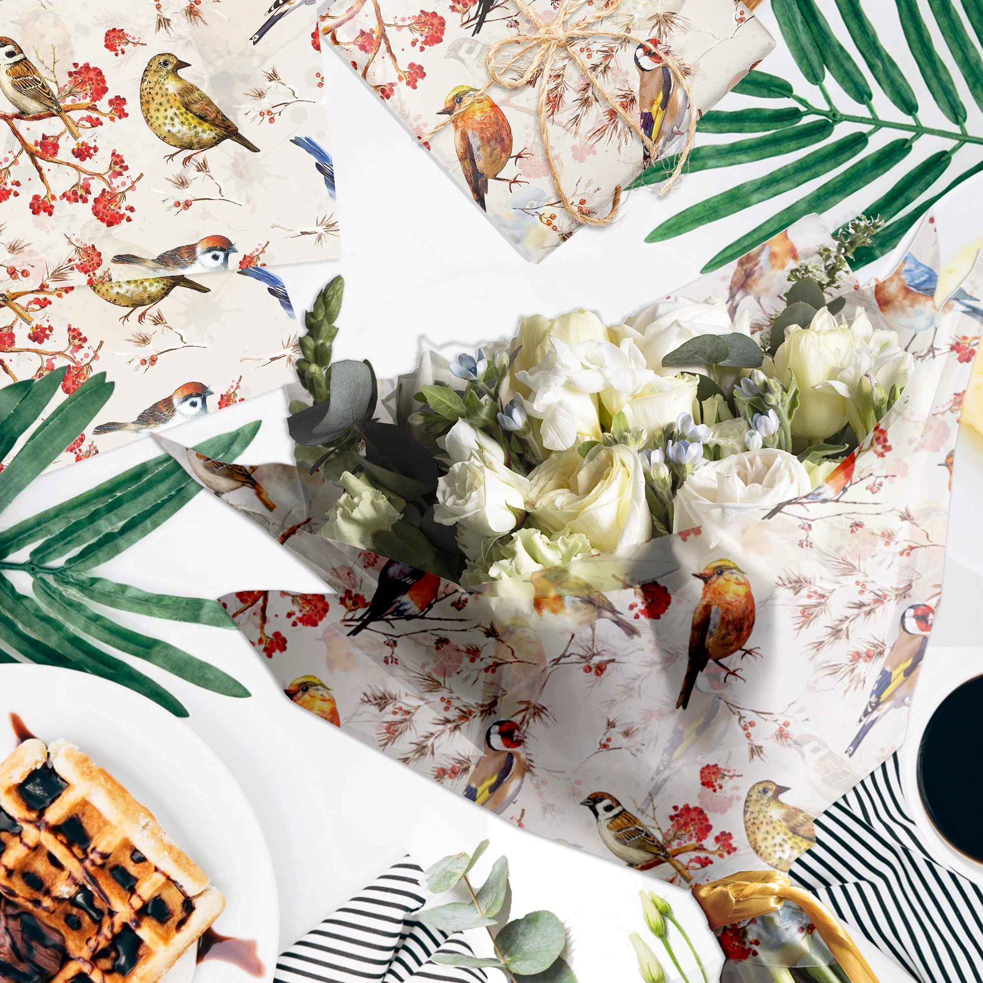 20/50 stücke Blume Vögel Gedruckt Seidenpapier Geschenkpapier DIY Geschenk Verpackung Papier Geburtstag Party Hochzeit Dekoration Lieferungen – Detail 9
