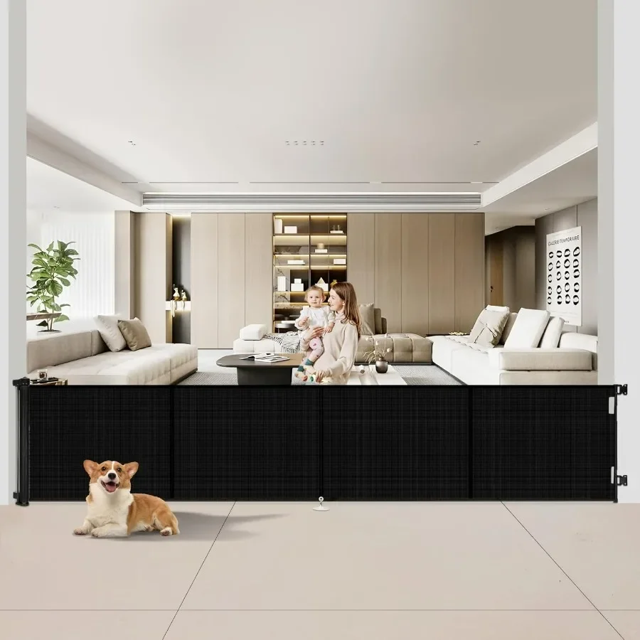 Extra Wide Retractable Baby Gate with Reinforced Design