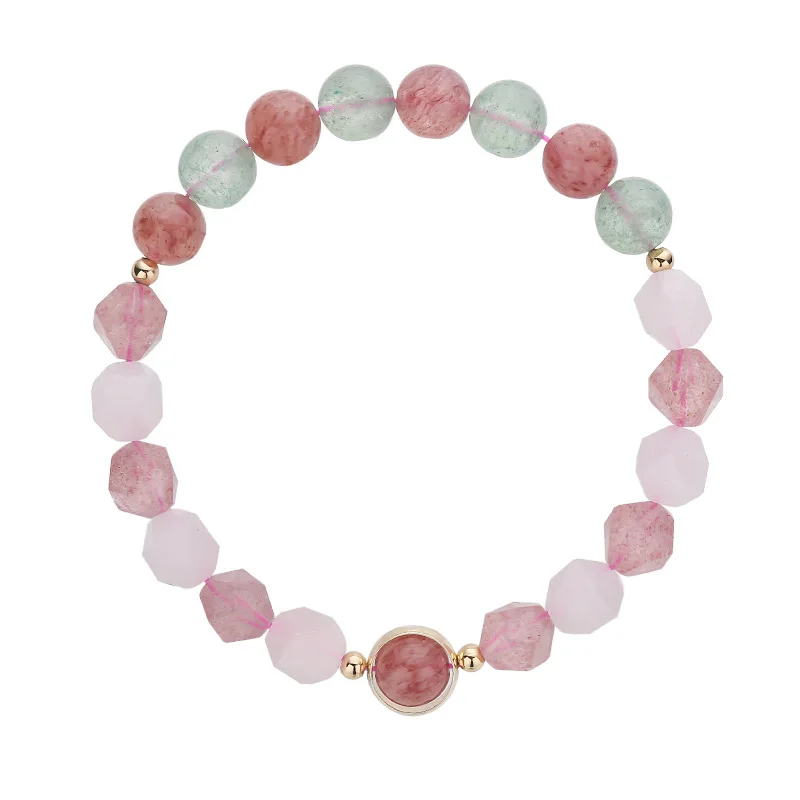 

Exquisite Strawberry Crystal Bracelet with Pink Gemstones for Women
