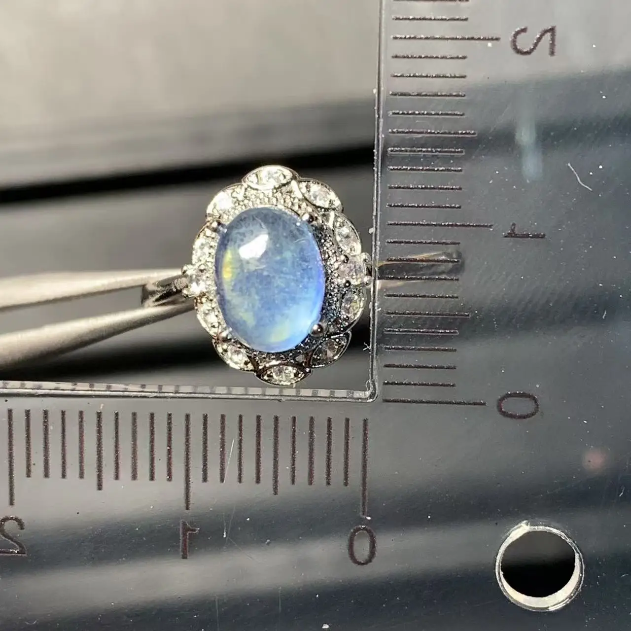 MM Natural Aquamarine Ring  Adjustable Female  Jewelry for Women Gift Wholesale High Quality Vintage Fine