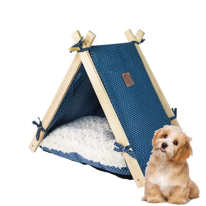 

Dog Teepee Semi-Enclosed Teepee For Cats And Dogs Portable Teepee Cat Bed Cozy Pet House With Thick Cushion Pet Tents House For