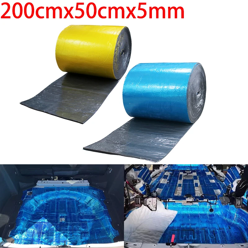 Sound Insulation Mat 1PCS 200cmx50cmx5mm Car Truck Firewall Heat Sound Insulation Mat Sound Noise Insulation Heat Thermal Proofing Pads