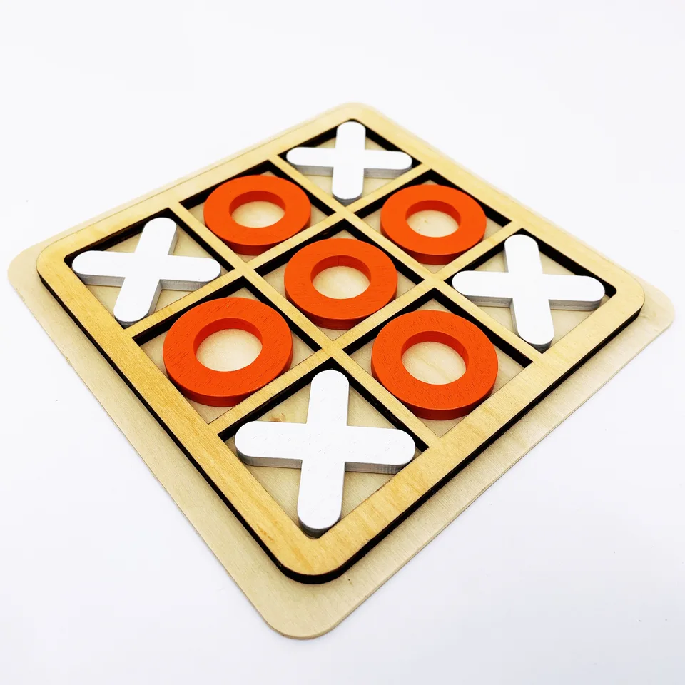Unico in legno Tic Tac Toe & Backgammon gioco da tavolo portatile per bambini pe